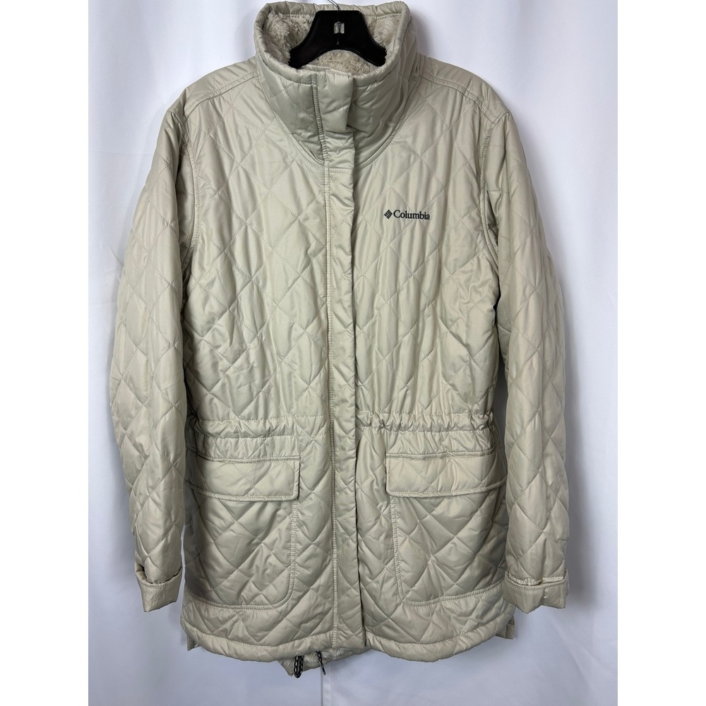 Columbia Copper Crest Quilted Hoodless Jacket‎ Beige Faux Fur Lined Large